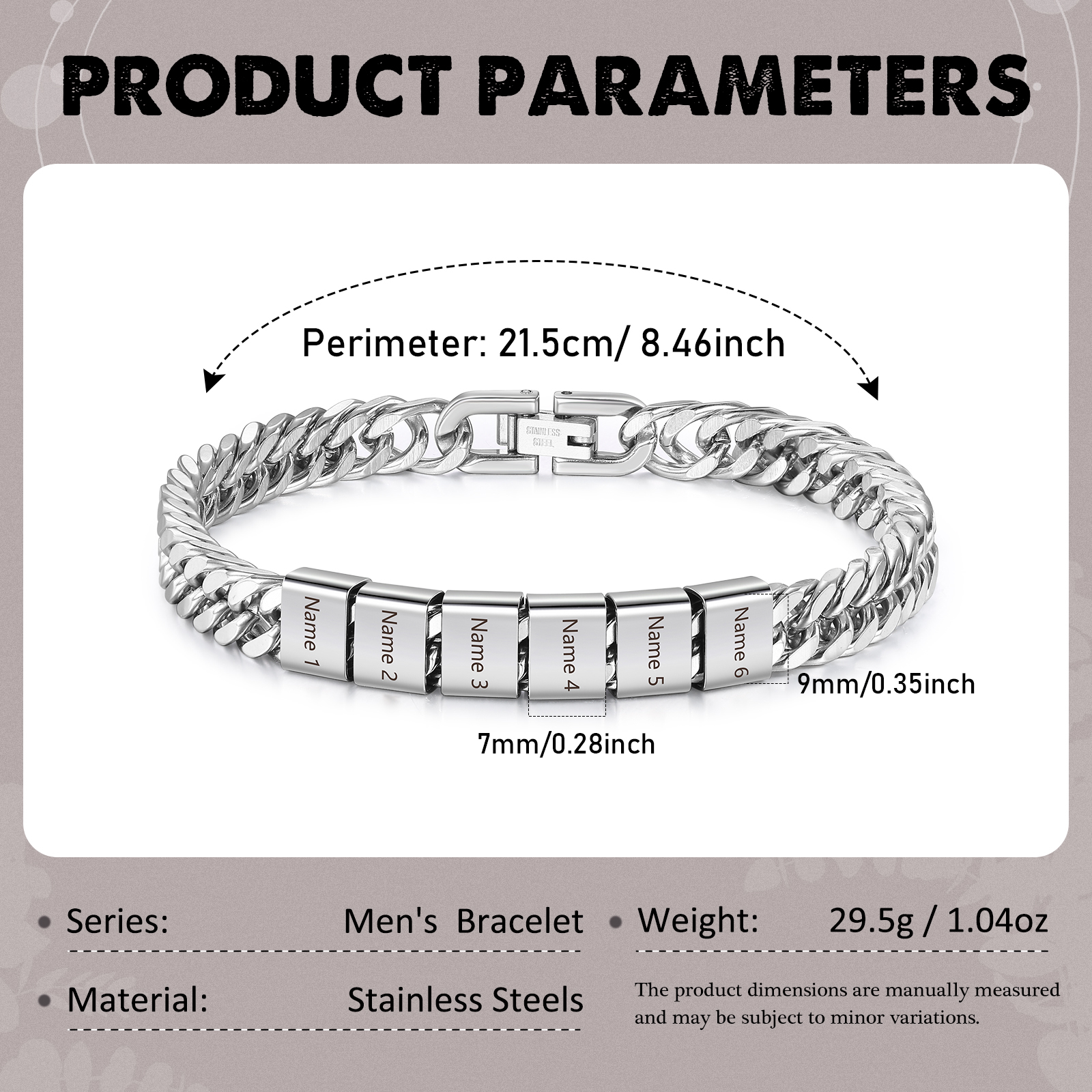 6 Names Personalised Men’s Bracelet – Bold, Durable, and Made Just for Him | Jessemade