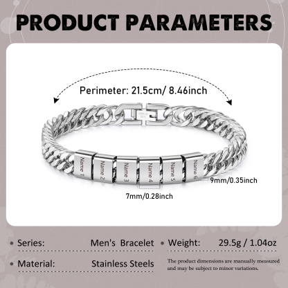 6 Names Personalised Men’s Bracelet – Bold, Durable, and Made Just for Him | Jessemade