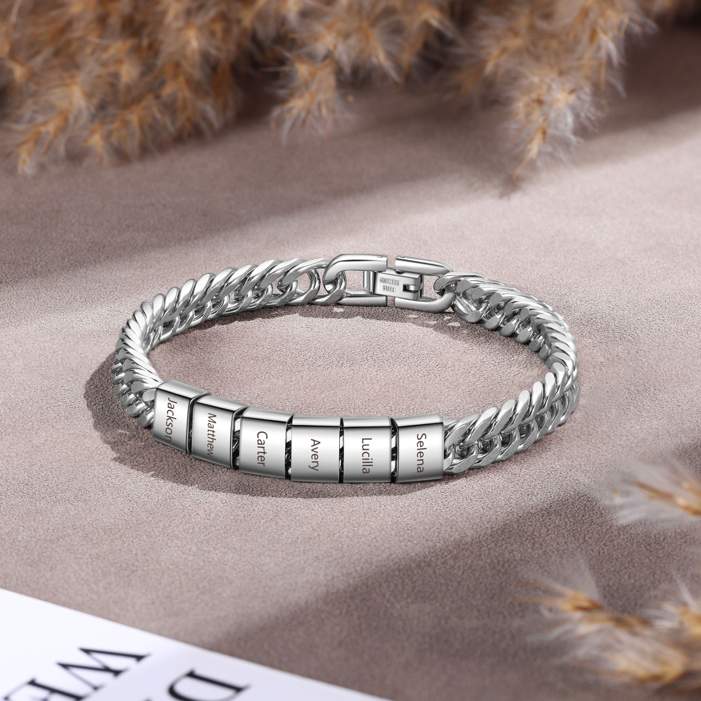 6 Names Personalised Men’s Bracelet – Bold, Durable, and Made Just for Him | Jessemade
