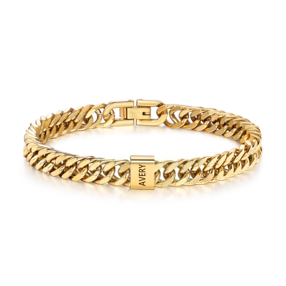 Personalised Men's Bracelet for Dad –  Engraved 2-6 Names, Cuban Link Bracelet Gift with Card and Box | Jessemade