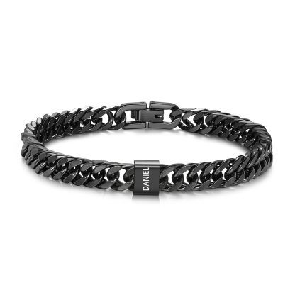 Personalised Men's Bracelet for Dad –  Engraved 2-6 Names, Cuban Link Bracelet Gift with Card and Box | Jessemade