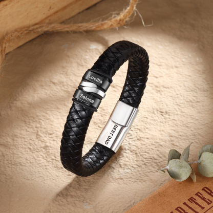 Personalised Leather Men’s Bracelet – Custom Father’s Day Name Keepsake by Jessemade