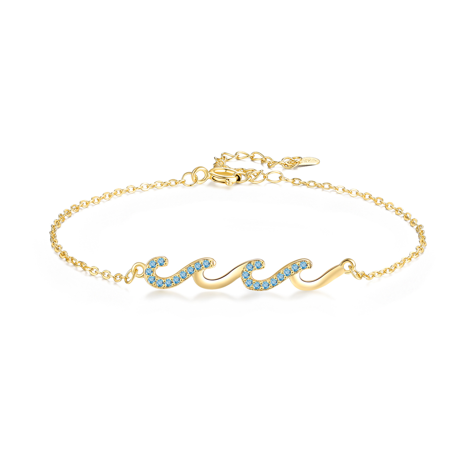 Wave Bracelet in Silver or Gold – Crystal Ocean Wave Chain Bracelet for Women, Beach-Inspired Jewellery Gift | Jessemade