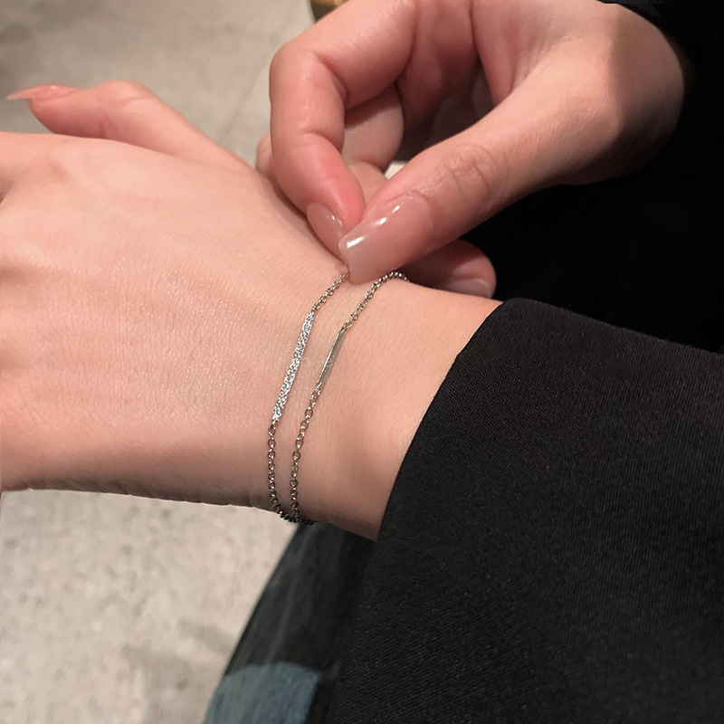 Elegant Double-Layer Bar Bracelet – Minimalist Silver-Tone Design | Jessemade