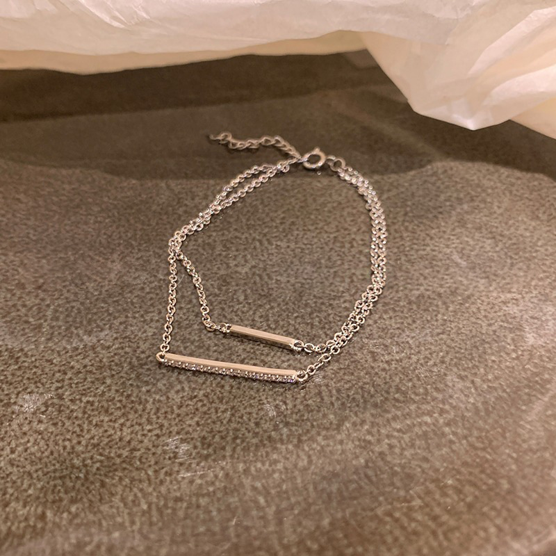 Elegant Double-Layer Bar Bracelet – Minimalist Silver-Tone Design | Jessemade
