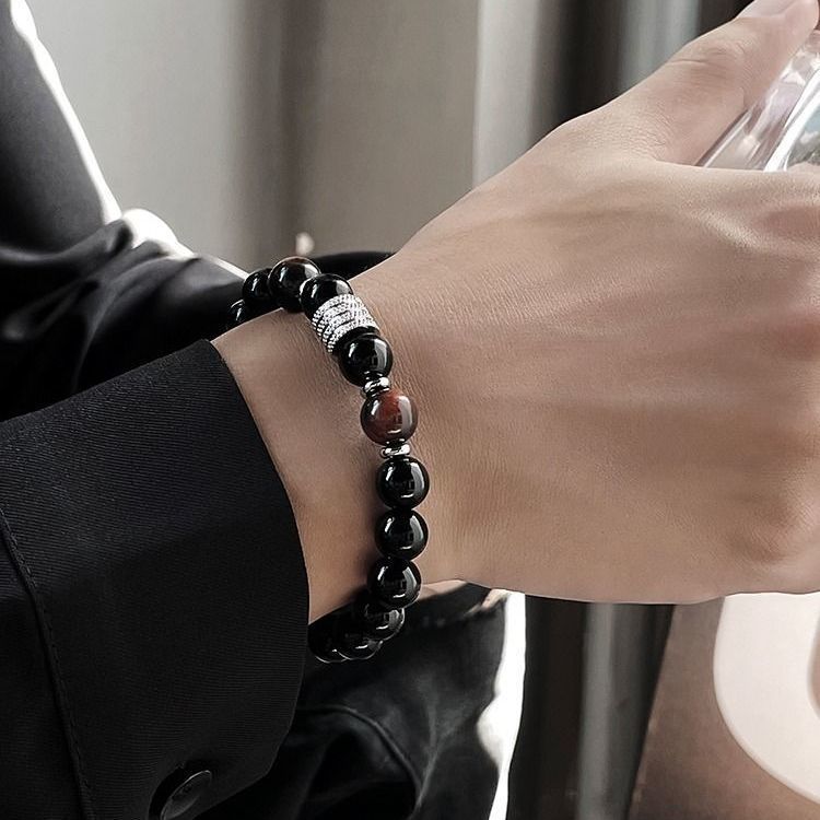 Black Beaded Bracelet with Accents – Bold & Refined Design For Men | Jessemade