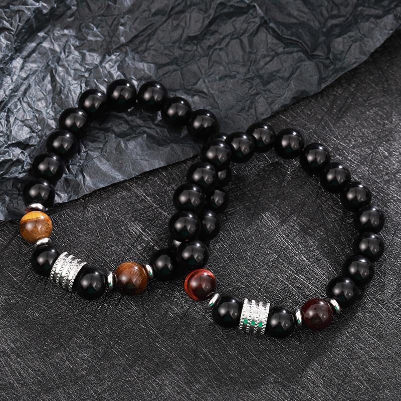 Black Beaded Bracelet with Accents – Bold & Refined Design For Men | Jessemade