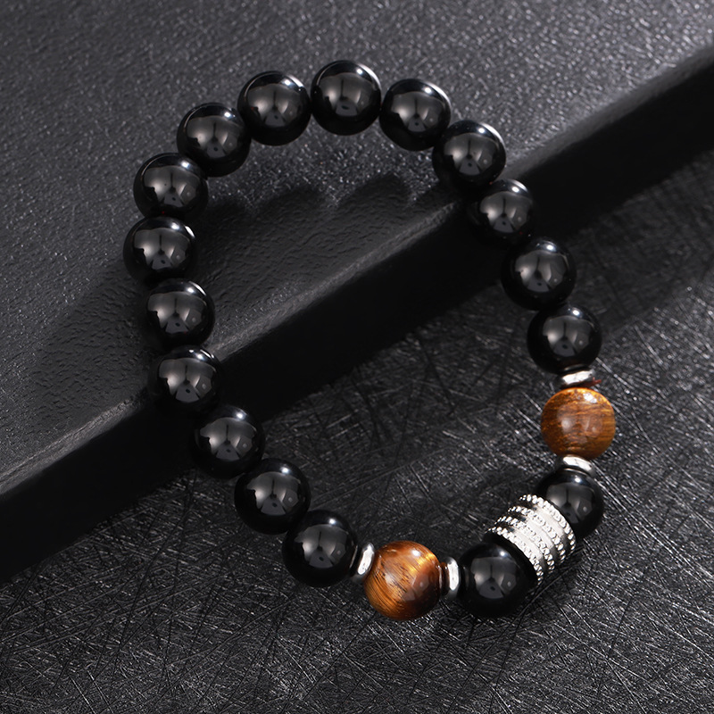 Black Beaded Bracelet with Accents – Bold & Refined Design For Men | Jessemade