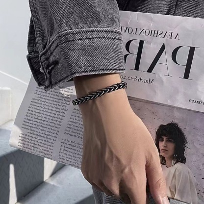 Mens Oxidised Chain Bracelet – Vintage Style Woven Cuban Link Bracelet for Him | Jessemade