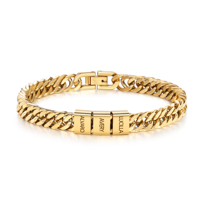 Personalised Men's Bracelet for Dad –  Engraved 2-6 Names, Cuban Link Bracelet Gift with Card and Box | Jessemade