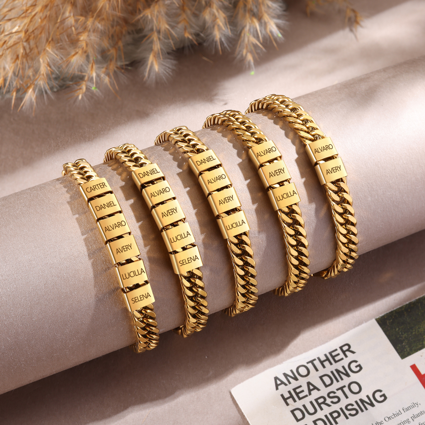 Custom Engraved 2-6 Names Cuban Link Mens Bracelet - Personalised Father's Day Gift for Dad/Grandad | Jessemade