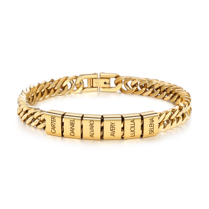 Custom Engraved 2-6 Names Cuban Link Mens Bracelet - Personalised Father's Day Gift for Dad/Grandad | Jessemade