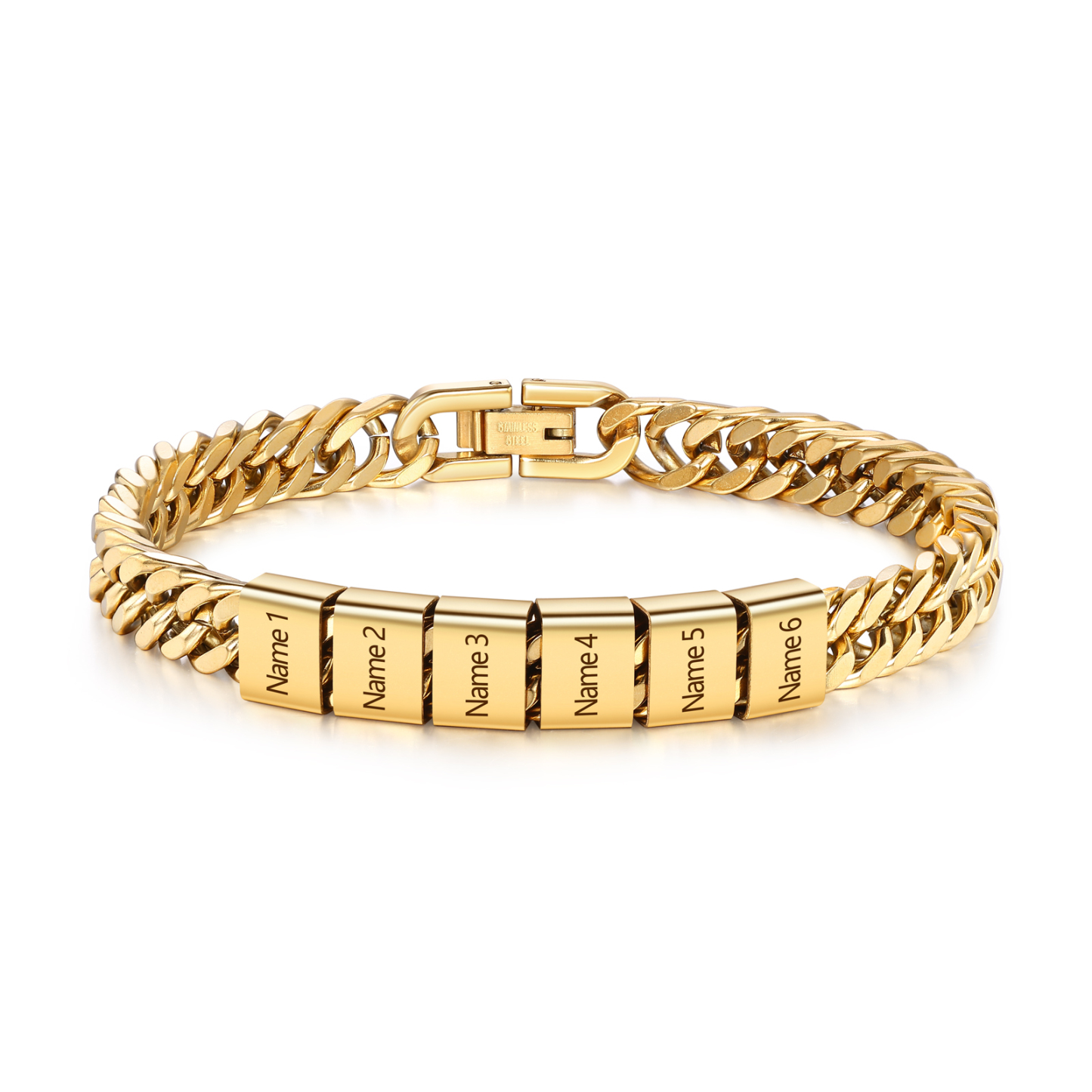 Custom Engraved 2-6 Names Cuban Link Mens Bracelet - Personalised Father's Day Gift for Dad/Grandad | Jessemade