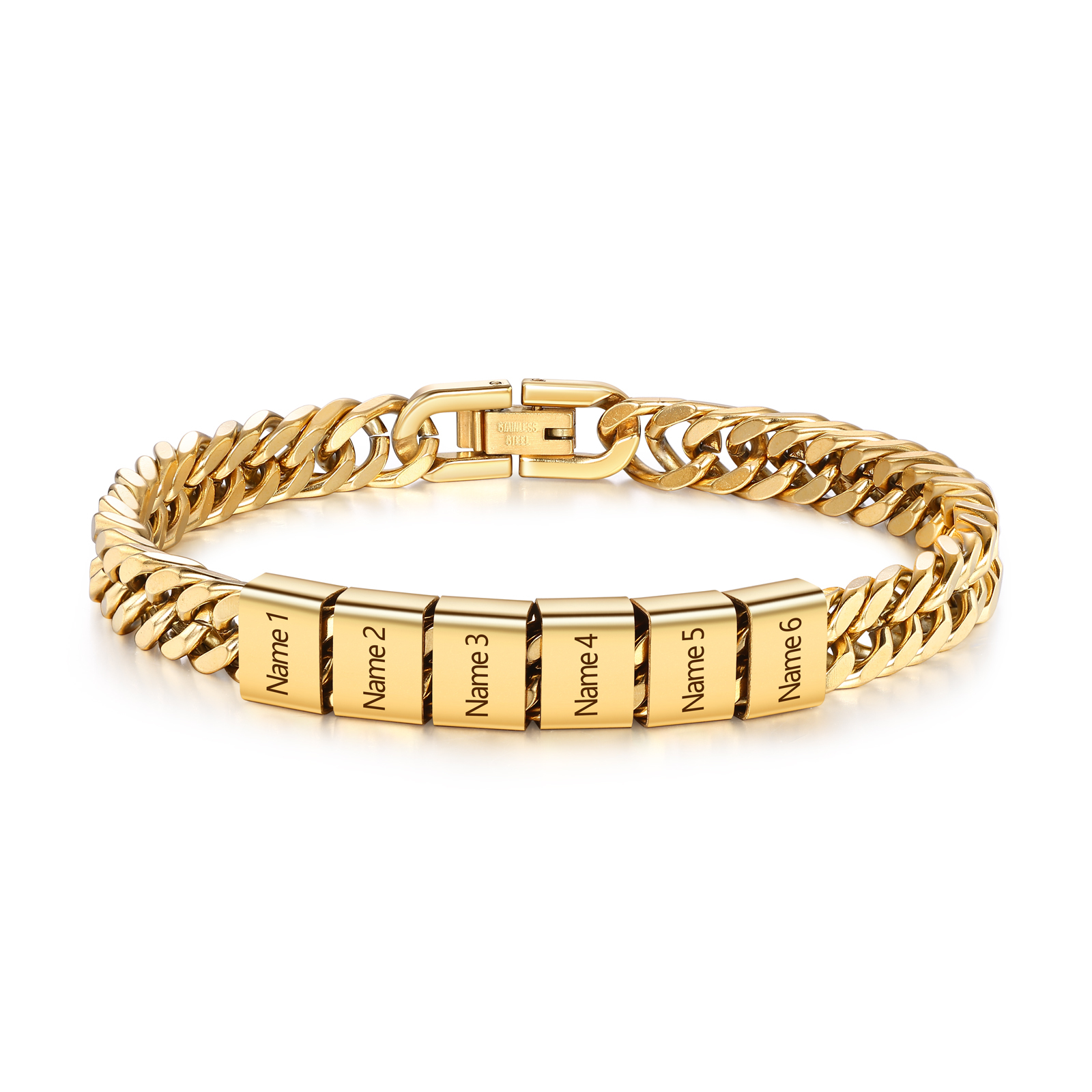 Custom Engraved 2-6 Names Cuban Link Mens Bracelet - Personalised Father's Day Gift for Dad/Grandad | Jessemade