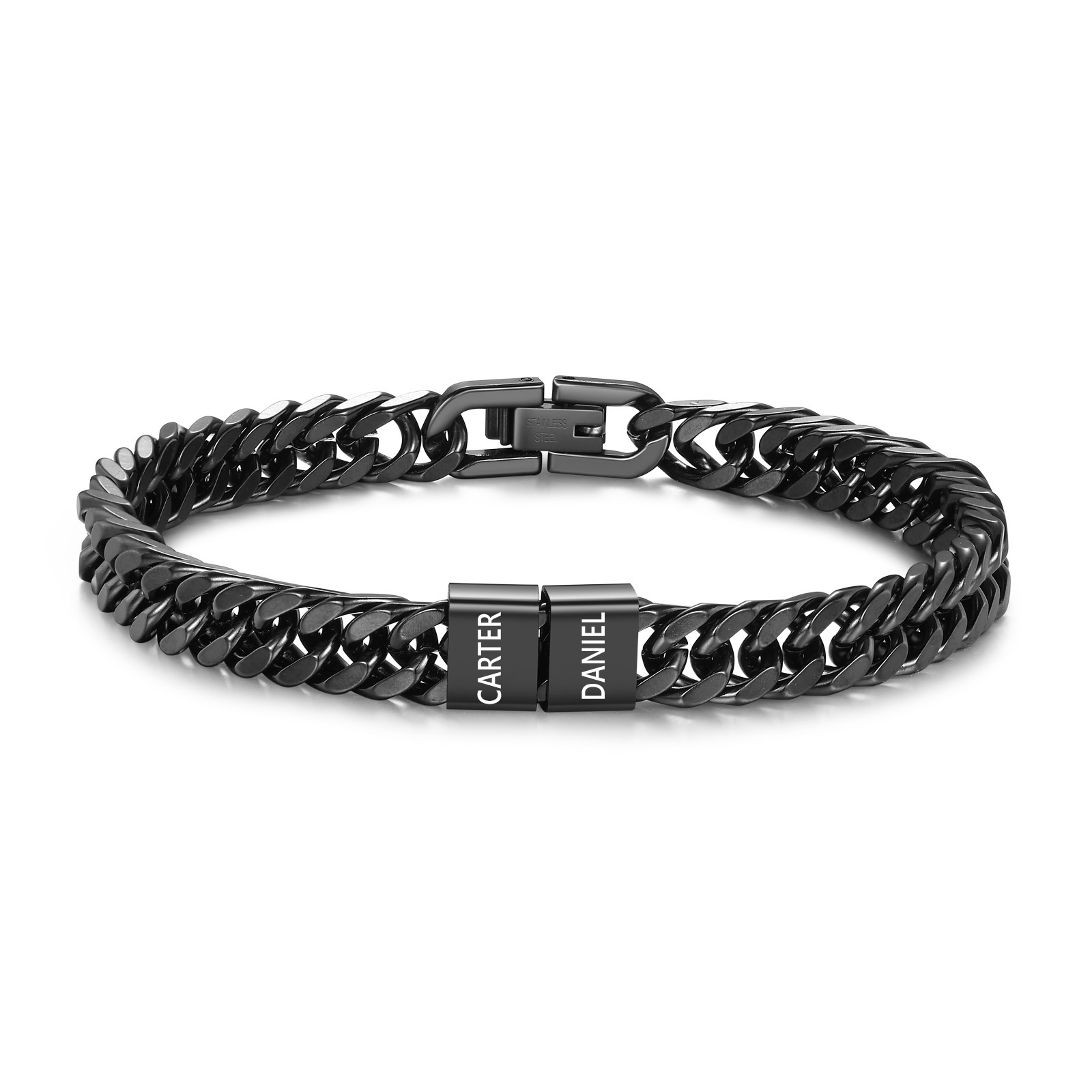 Personalised Men's Bracelet for Dad –  Engraved 2-6 Names, Cuban Link Bracelet Gift with Card and Box | Jessemade
