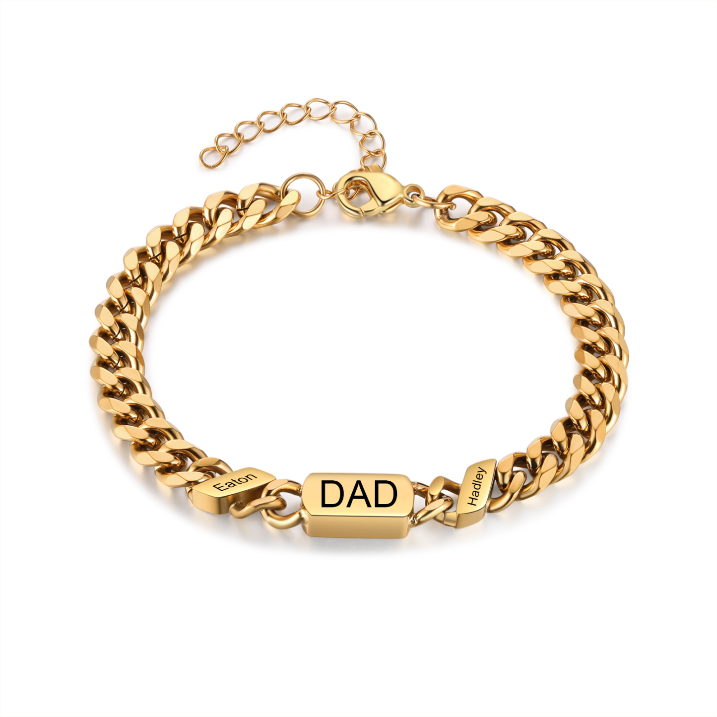 Personalised Bracelet for Dad – Cuban Chain Bracelet Engraved with 1-6 Names Gift for Men | Jessemade