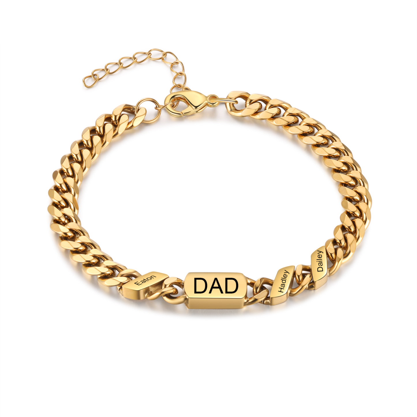 Personalised Bracelet for Dad – Cuban Chain Bracelet Engraved with 1-6 Names Gift for Men | Jessemade