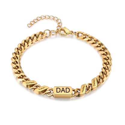 Personalised Bracelet for Dad – Cuban Chain Bracelet Engraved with 1-6 Names Gift for Men | Jessemade