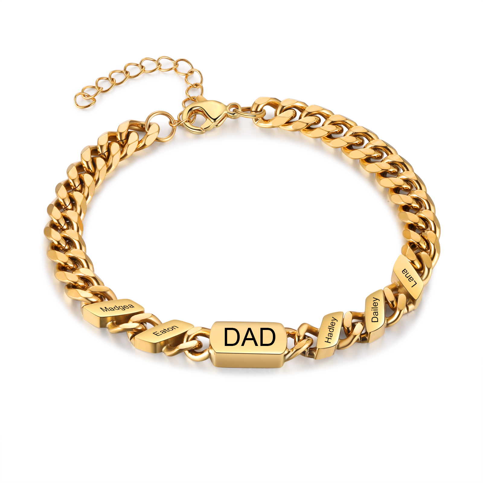 Personalised Bracelet for Dad – Cuban Chain Bracelet Engraved with 1-6 Names Gift for Men | Jessemade
