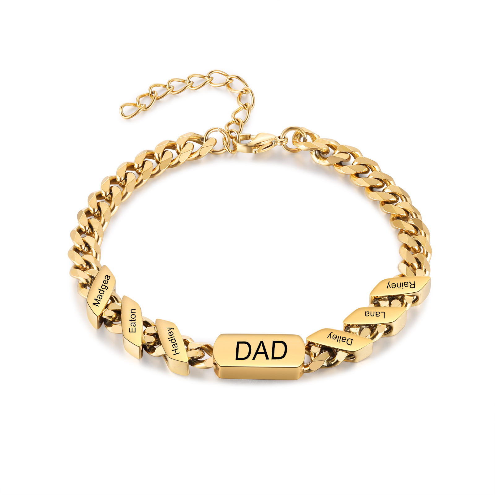 Personalised Bracelet for Dad – Cuban Chain Bracelet Engraved with 1-6 Names Gift for Men | Jessemade