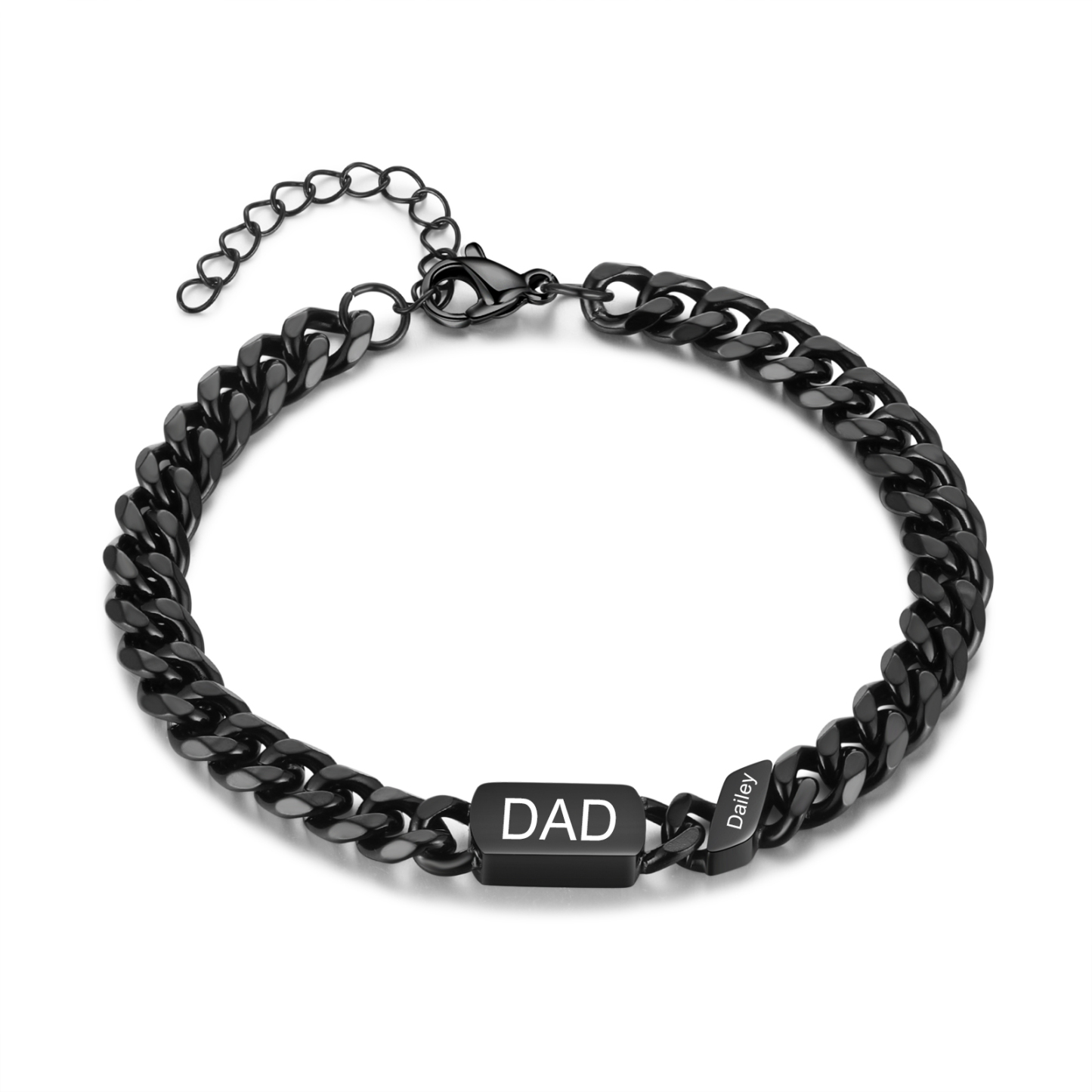 Personalised Cuban Chain Bracelet, Custom Text & 1 Name Engraved Gift for Men | Jessemade