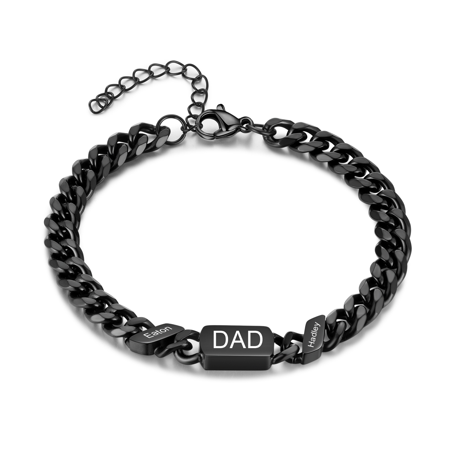 Personalised Bracelet for Dad – Cuban Chain Bracelet Engraved with 1-6 Names Gift for Men | Jessemade