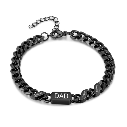 Personalised Bracelet for Dad – Cuban Chain Bracelet Engraved with 1-6 Names Gift for Men | Jessemade