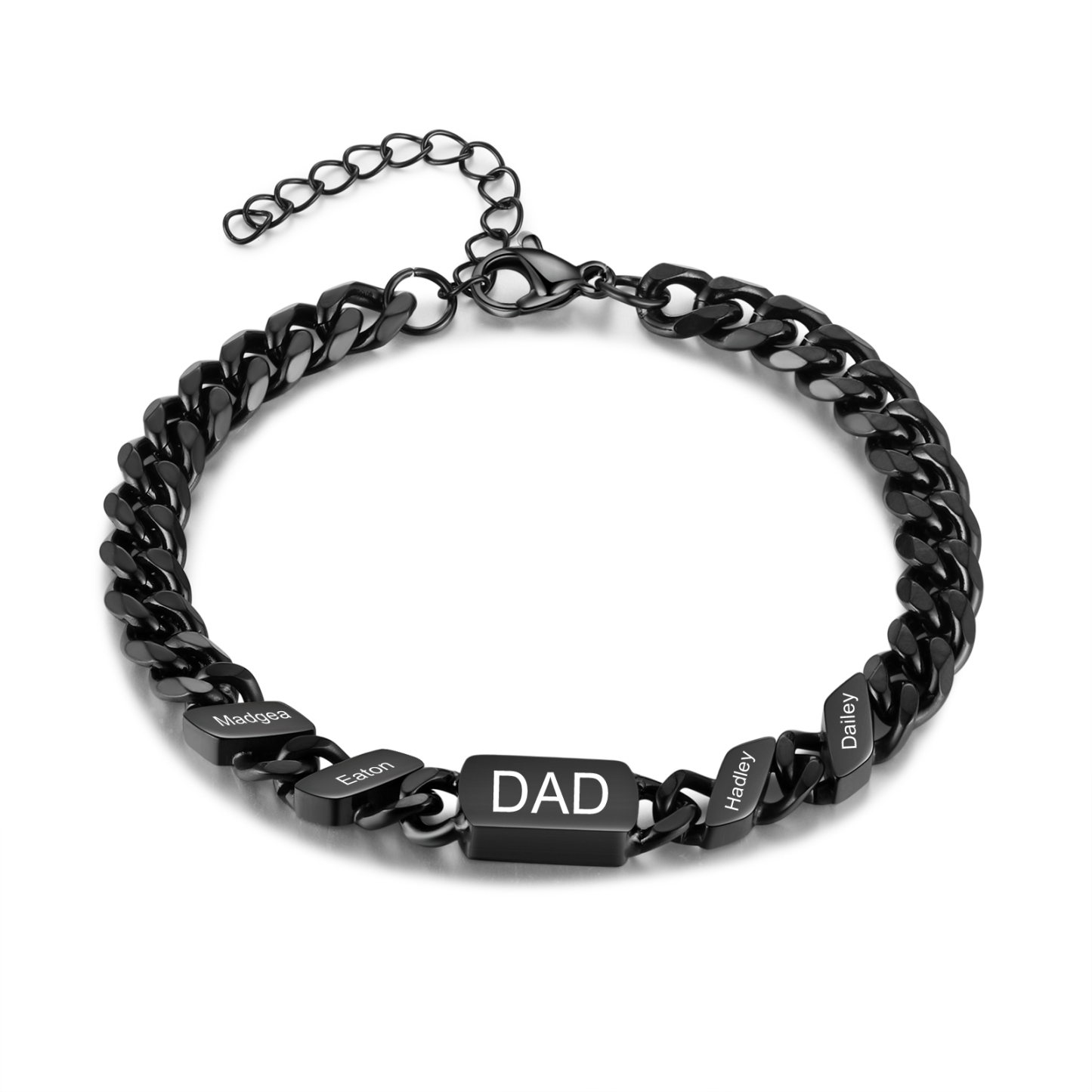 Personalised Bracelet for Dad – Cuban Chain Bracelet Engraved with 1-6 Names Gift for Men | Jessemade