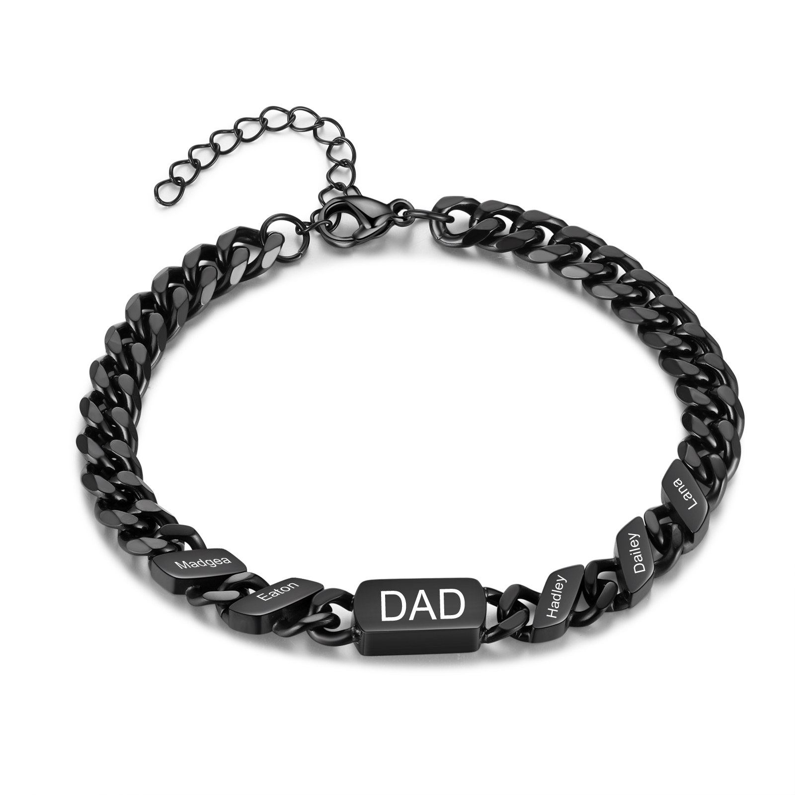 Personalised Bracelet for Dad – Cuban Chain Bracelet Engraved with 1-6 Names Gift for Men | Jessemade