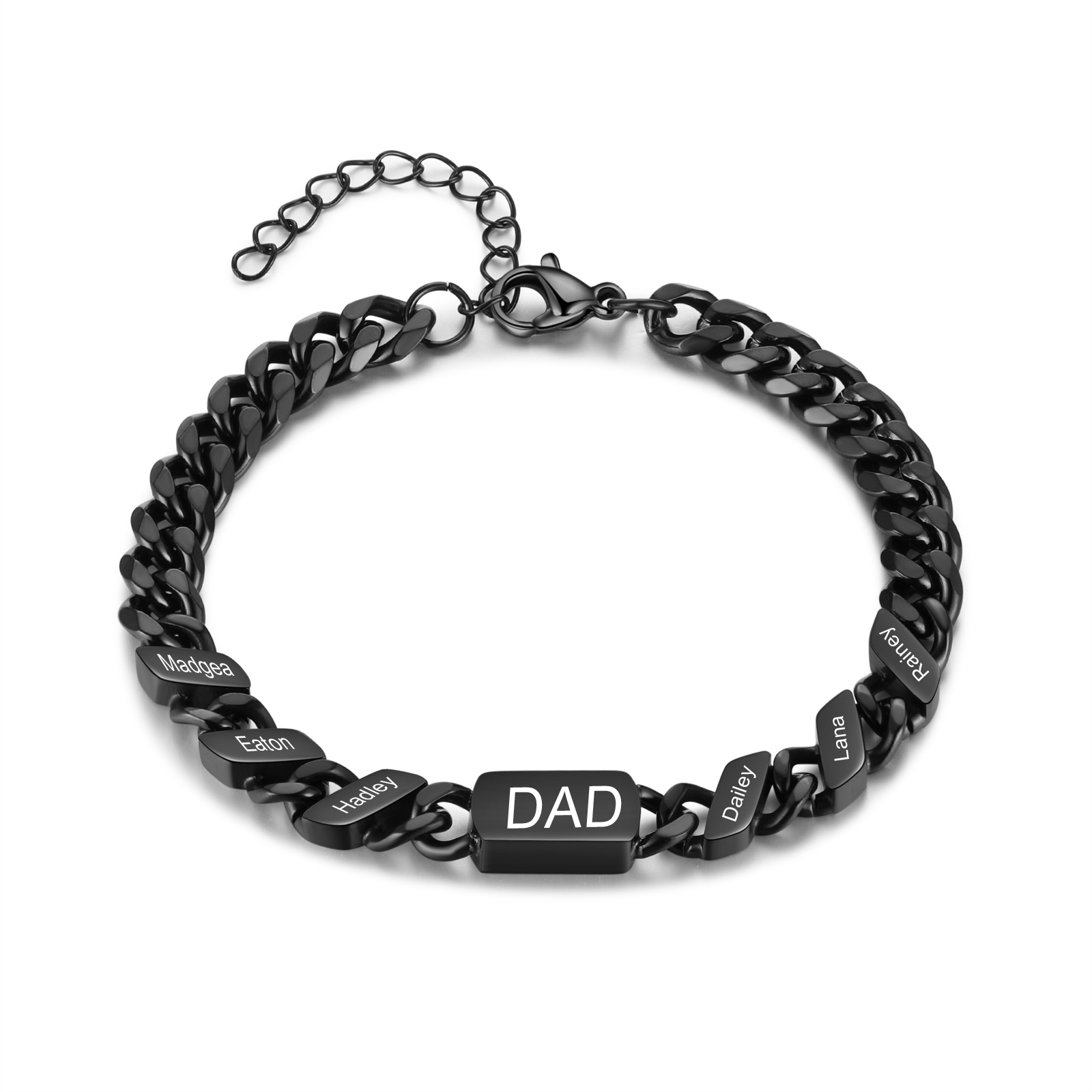 Personalised Bracelet for Dad – Cuban Chain Bracelet Engraved with 1-6 Names Gift for Men | Jessemade