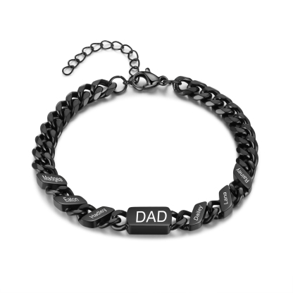 Personalised Bracelet for Dad – Cuban Chain Bracelet Engraved with 1-6 Names Gift for Men | Jessemade