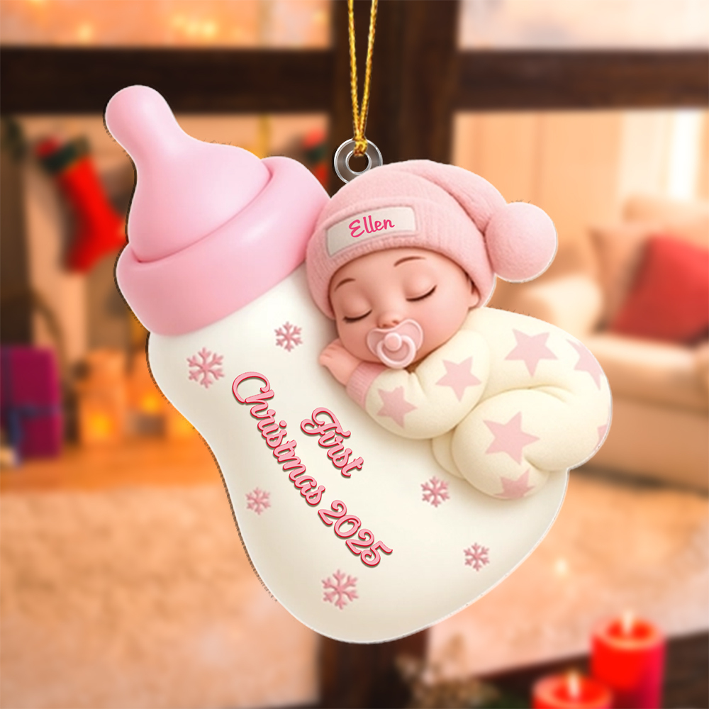 Christmas Tree Decoration Sleeping Baby with Bottle, Baby’s First Christmas Gift