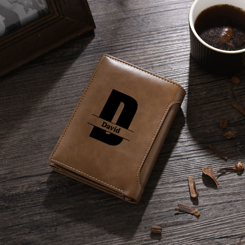 Personalised Leather Wallet Dad/Stepdad Fist Bump