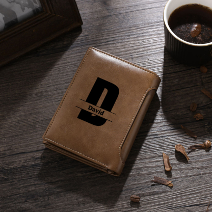 Personalised Leather Wallet Dad/Stepdad Fist Bump