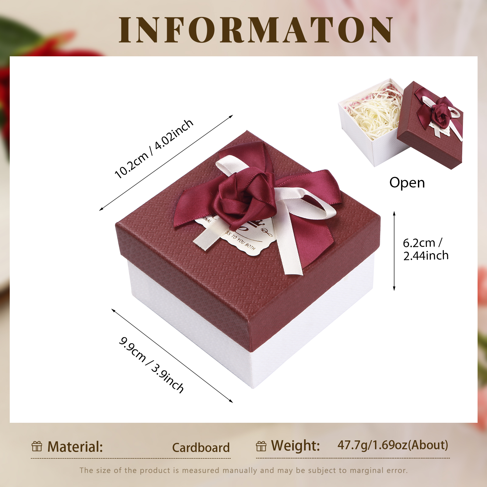 Elegant Gift Box with Rose Design Perfect for Christmas Valentines Day and Special Occasions-Jessemade AU