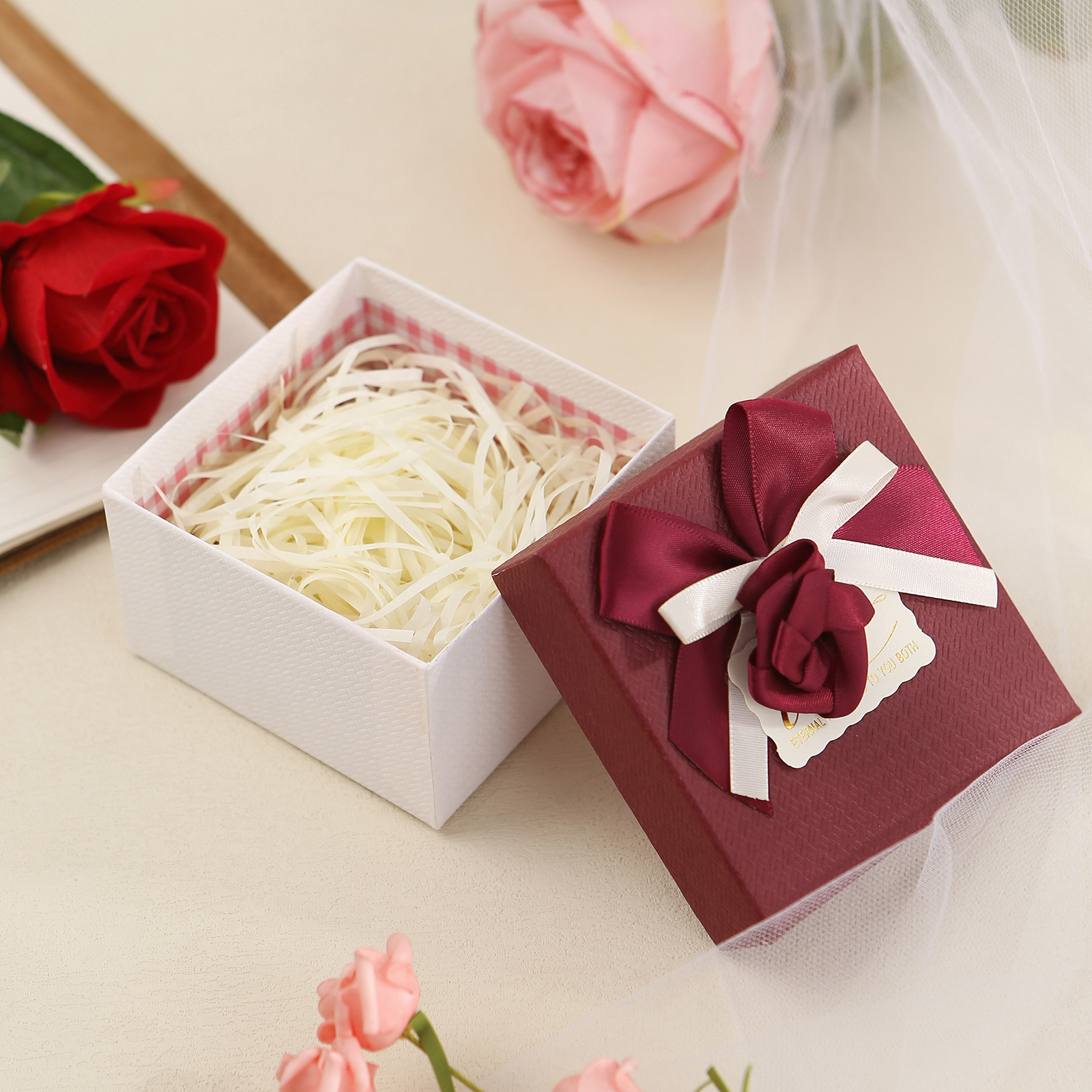Elegant Gift Box with Rose Design Perfect for Christmas Valentines Day and Special Occasions