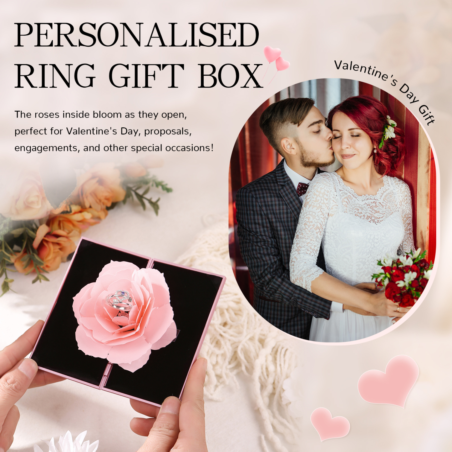Ring Gift Box Elegant Rose Design Romantic Gift for Her | Jessemde