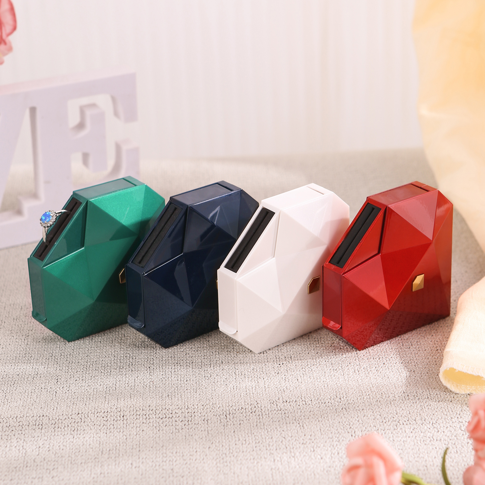 Heart-Shaped Jewellery Gift Box Red, White, Blue and Green Ring Gift Box Ring Packaging Box | Jessemade