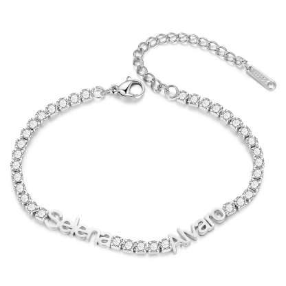 Personalised 1-4 Names Tennis Bracelet for Women