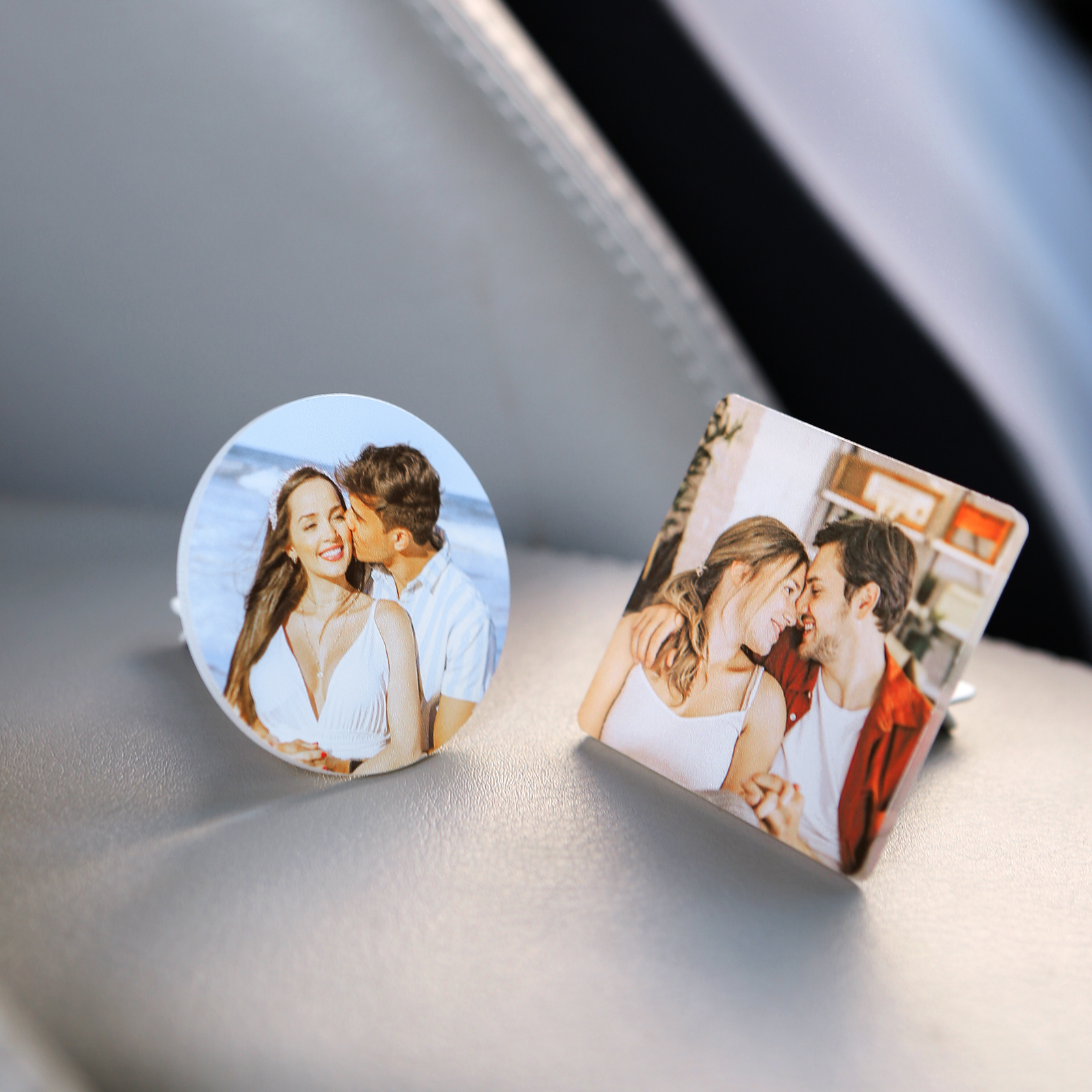 Personalised Car Photo Holder Stylish Square & Round Shapes Valentine’s Day Gift for Him