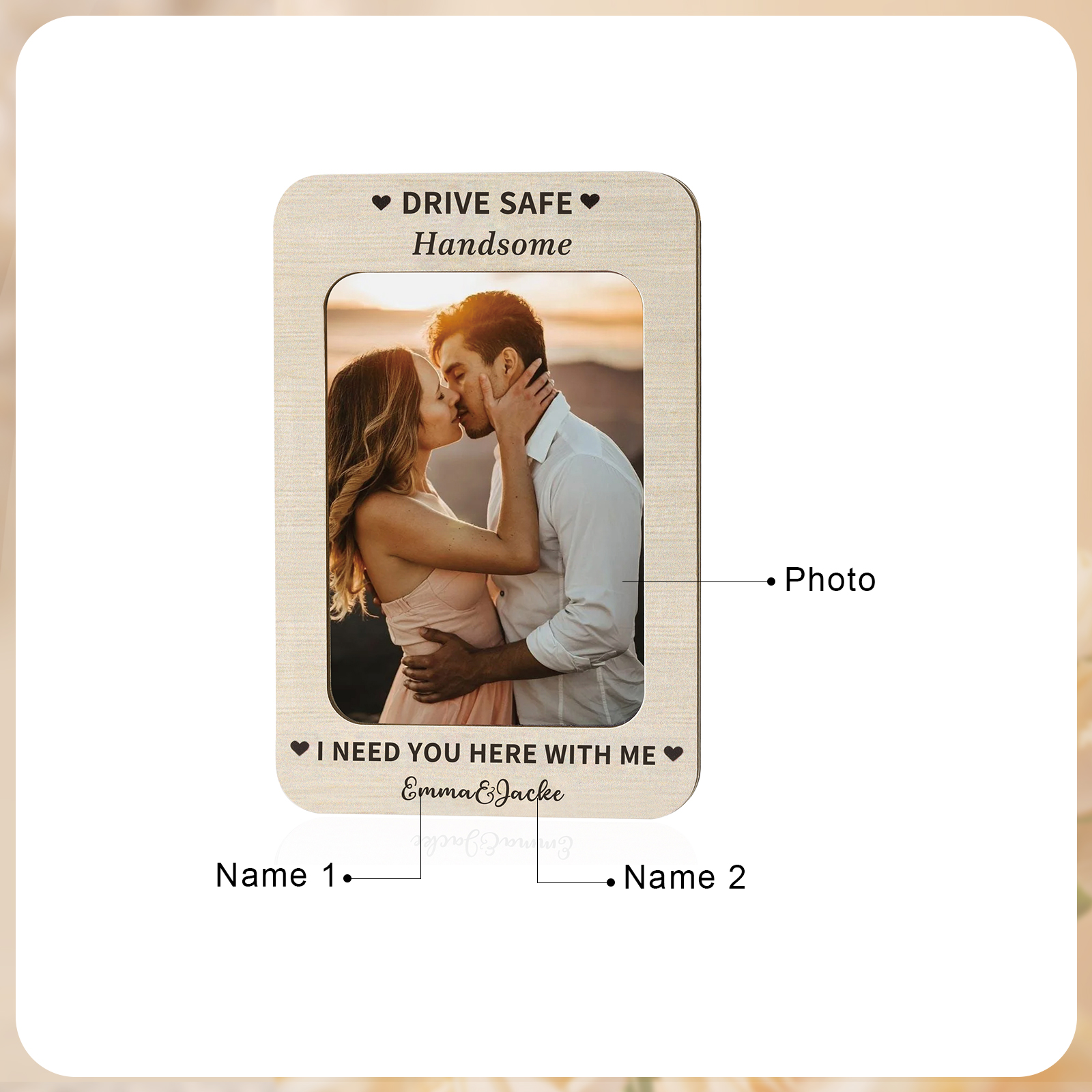 Personalised Photo Car Visor Clip Drive Safe I Need You Here With Me Gift for Him