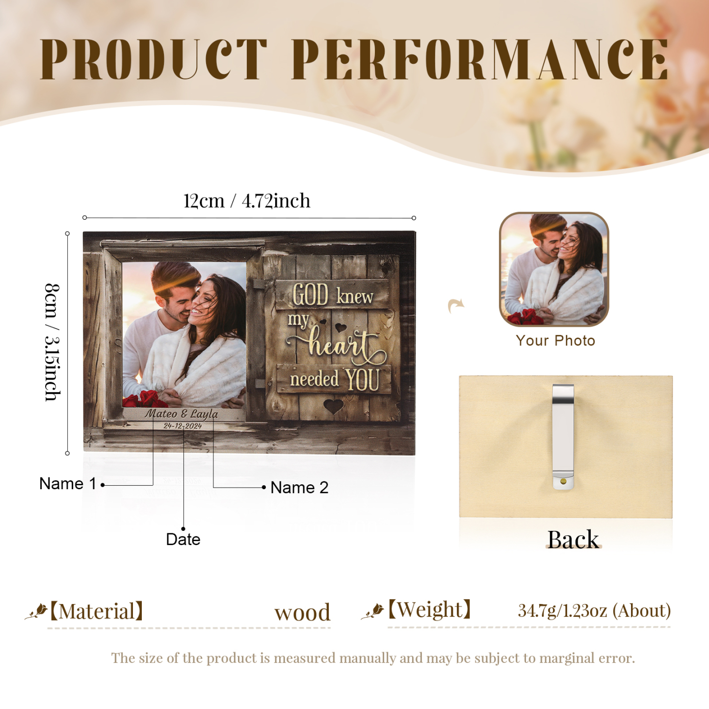 Personalised Photo Car Visor Clip God Knew My Heart Needed You Gift for Him