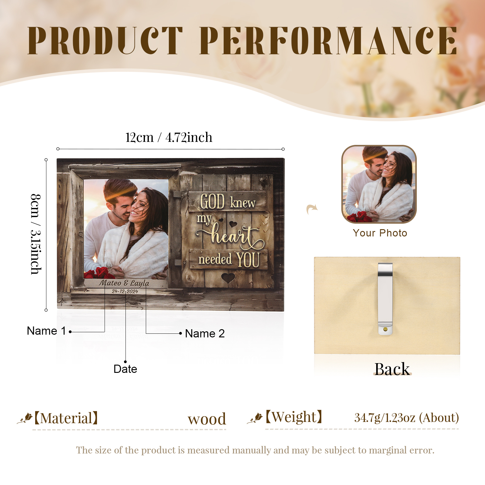 Personalised Photo Car Visor Clip God Knew My Heart Needed You Gift for Him