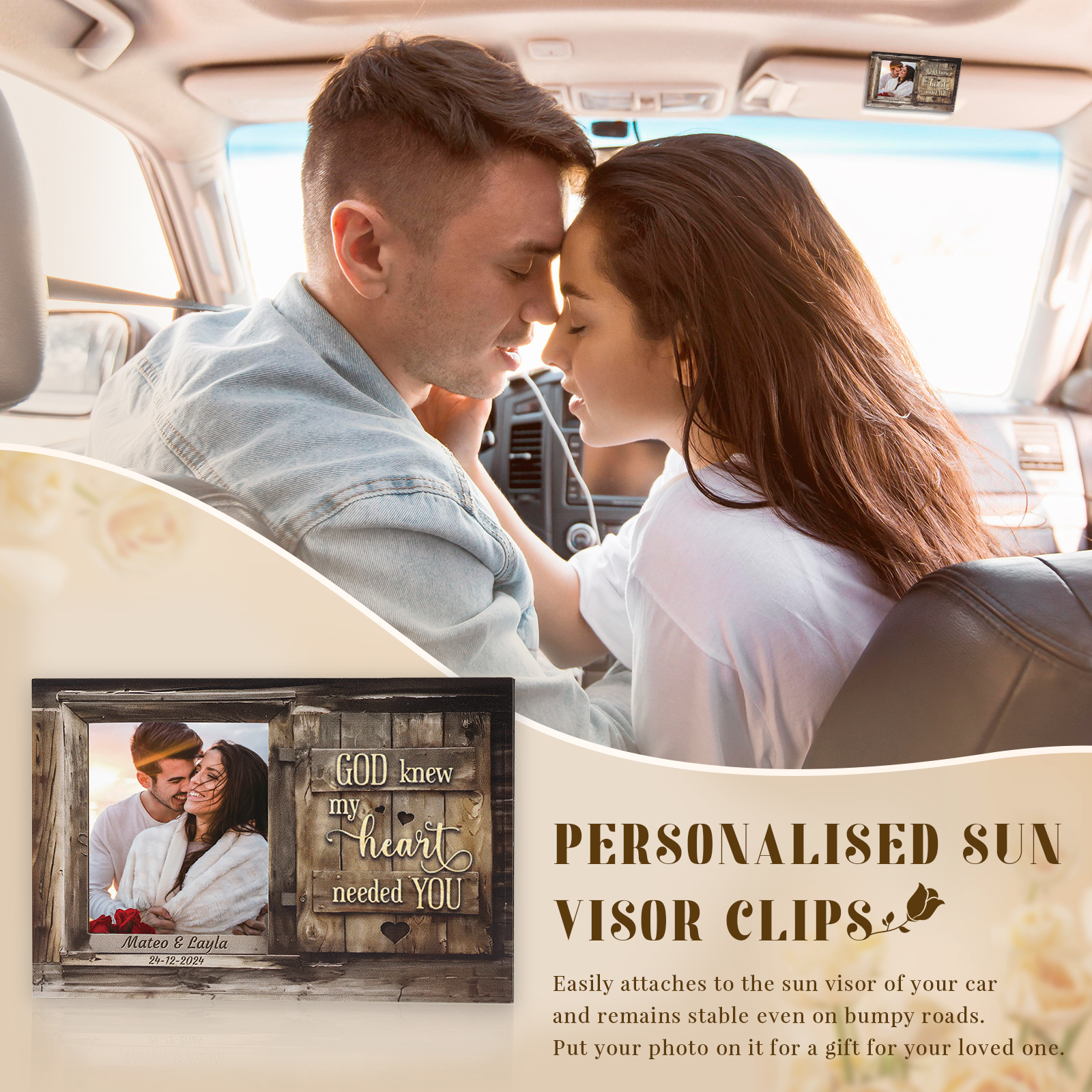 Personalised Photo Car Visor Clip God Knew My Heart Needed You Gift for Him