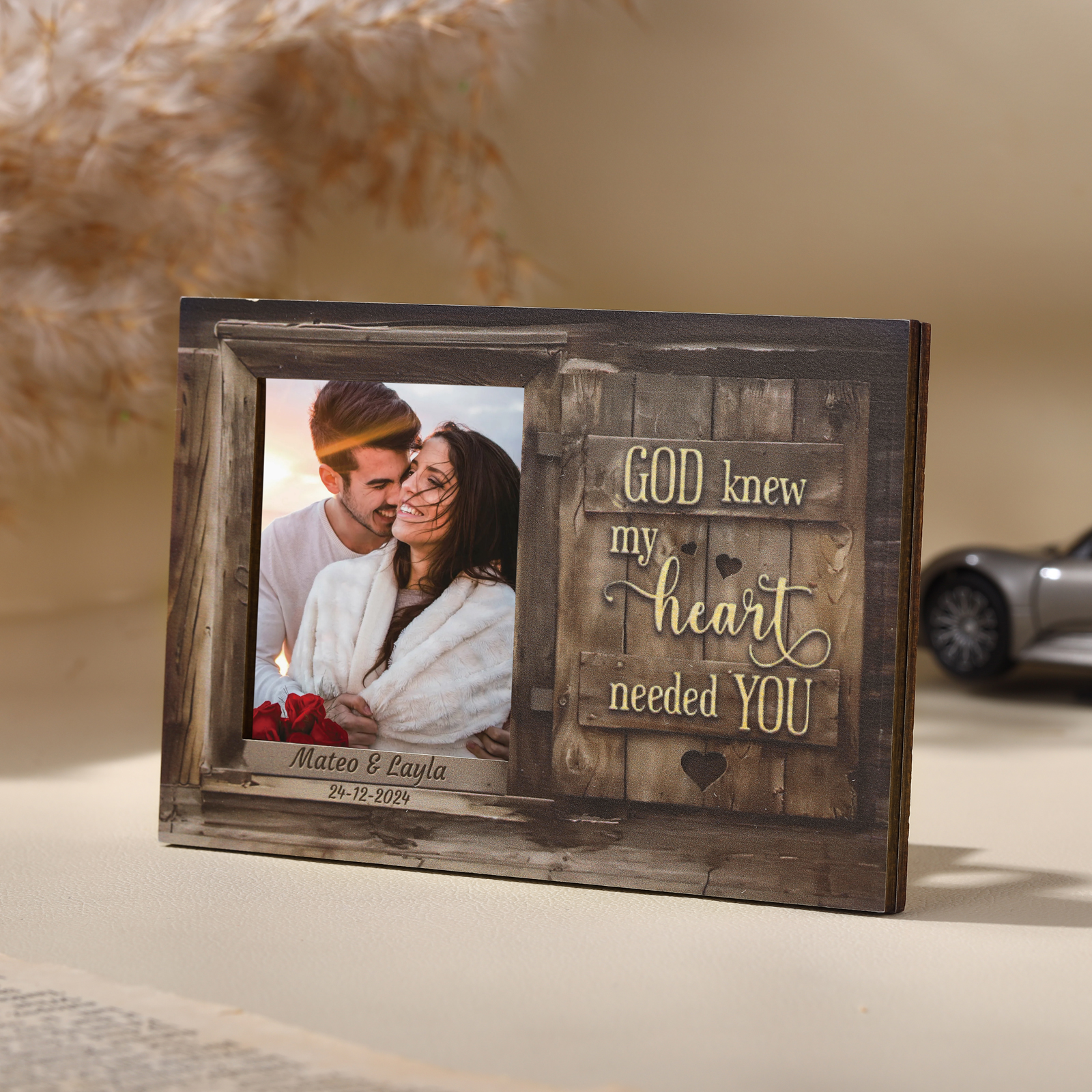 Personalised Photo Car Visor Clip God Knew My Heart Needed You Gift for Him