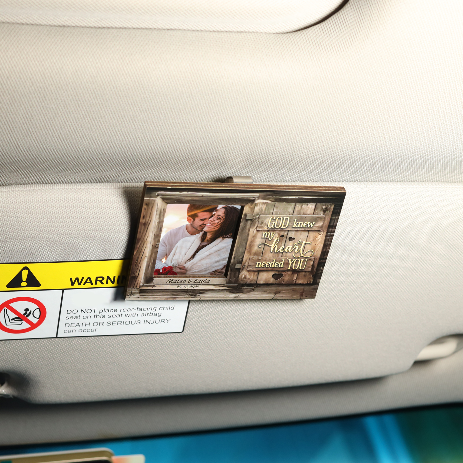 Personalised Photo Car Visor Clip God Knew My Heart Needed You Gift for Him