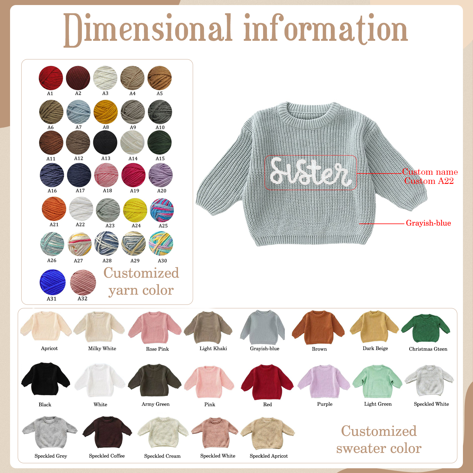 Personalised Kids Sweater Custom Knit Sweater with 1 Name