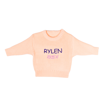 Personalised Kids Sweater Custom Knit Sweater with 1 Name Hand Embroidered Oversized Sweater Chunky Knit Name Jumper Newborn Baby Toddler Kids gift