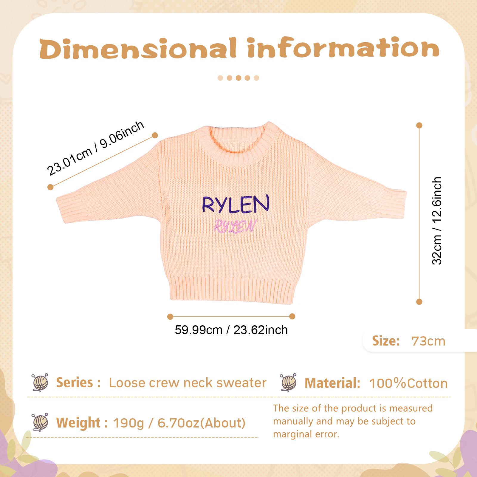 Personalised Kids Sweater Custom Knit Sweater with 1 Name Hand Embroidered Oversized Sweater Chunky Knit Name Jumper Newborn Baby Toddler Kids gift