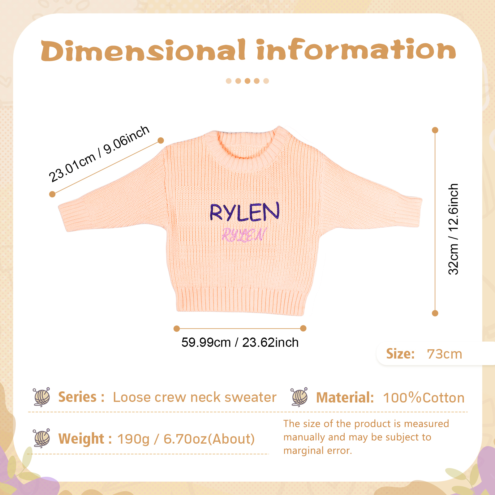 Personalised Kids Sweater Custom Knit Sweater with 1 Name Hand Embroidered Oversized Sweater Chunky Knit Name Jumper Newborn Baby Toddler Kids gift